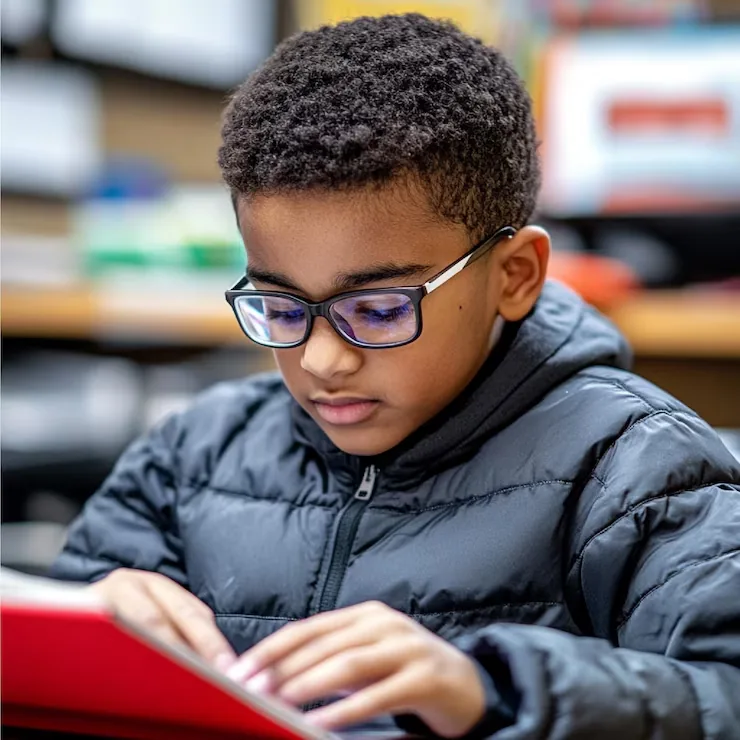 Collégien concentré sur sa lecture